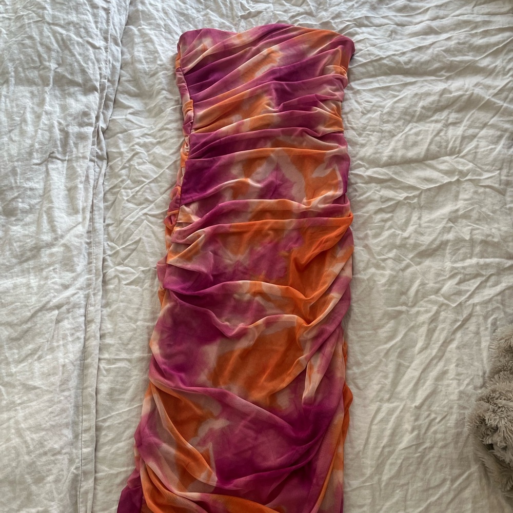 Zara printed tulle maxi dress